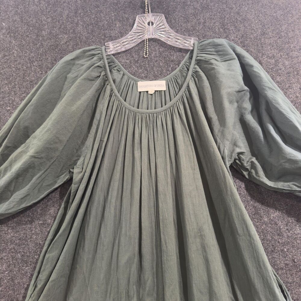 Daughters of India Sahana Dress Women's Small Green Boho Maxi Tiered Long Pocket - Picture 2 of 8